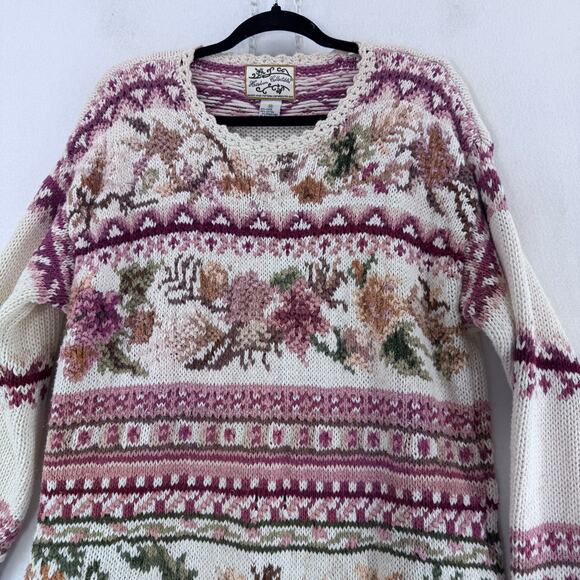 Heirloom Collectibles Floral Knit Sweater Medium Vintage Cottagecore 90s - Picture 5 of 8